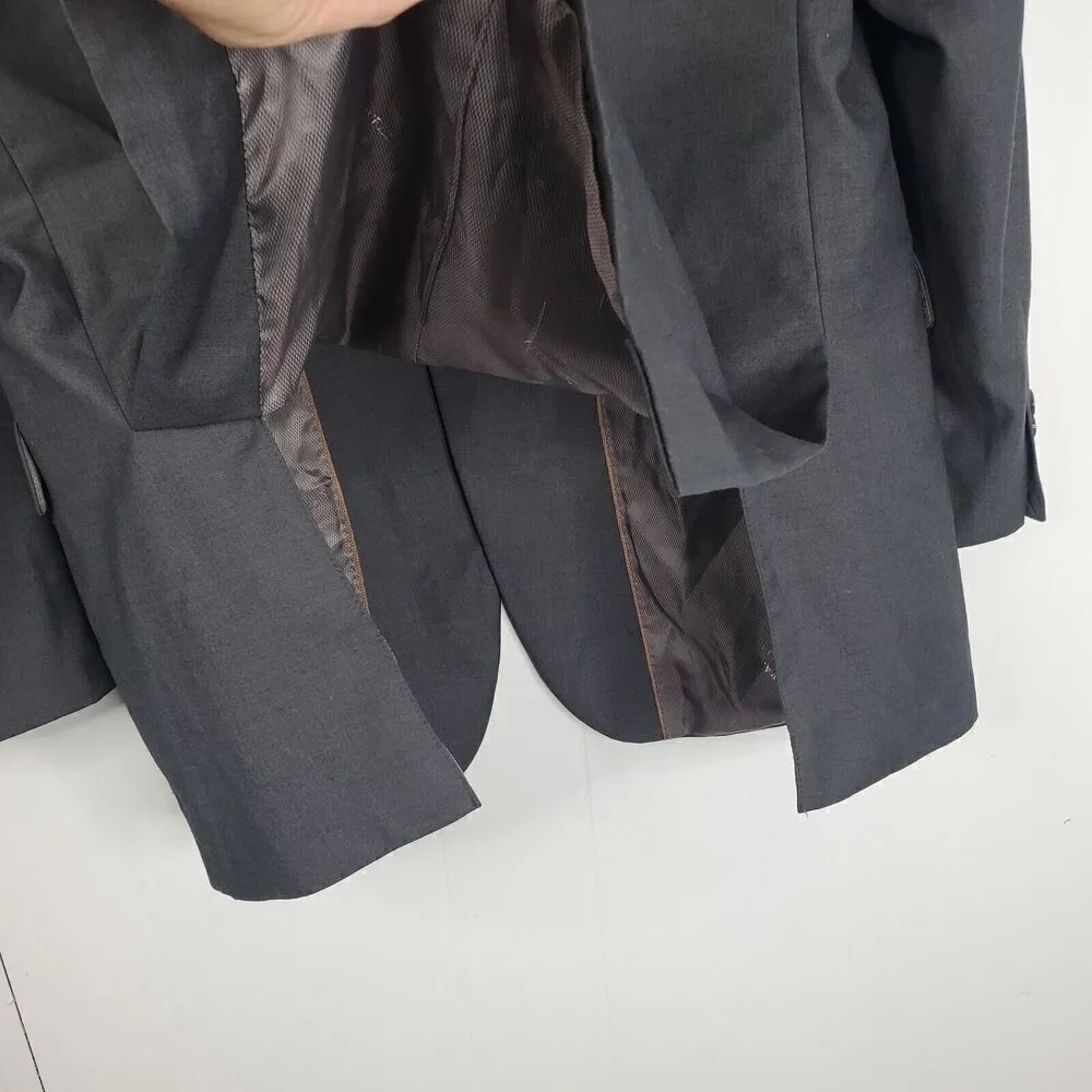 Caravelli Oxford Blazer Superior 150s 06 Drop Italian Grey Mens 40 R Dual Vent